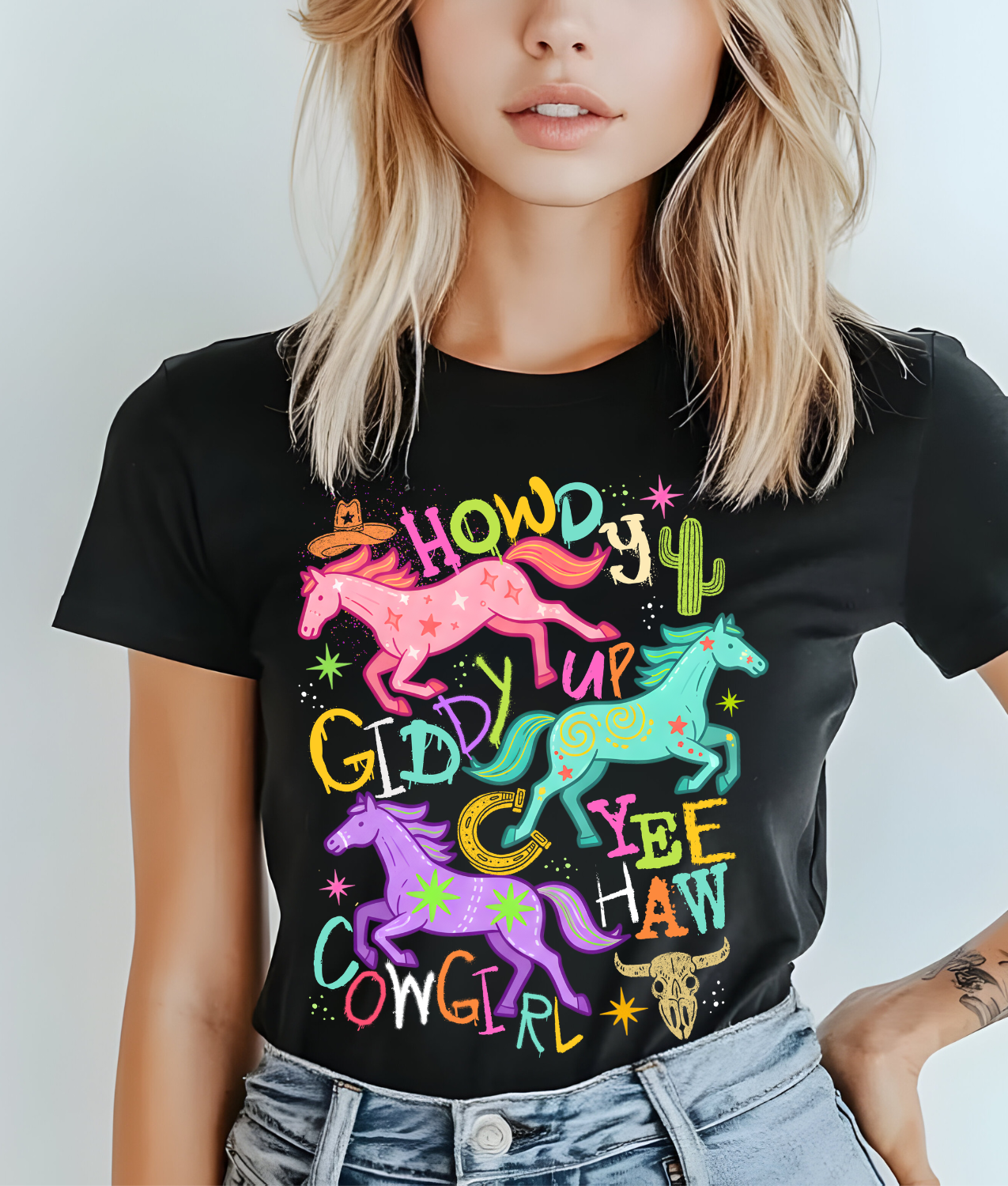 Retro Horse Doodle DTF Transfer