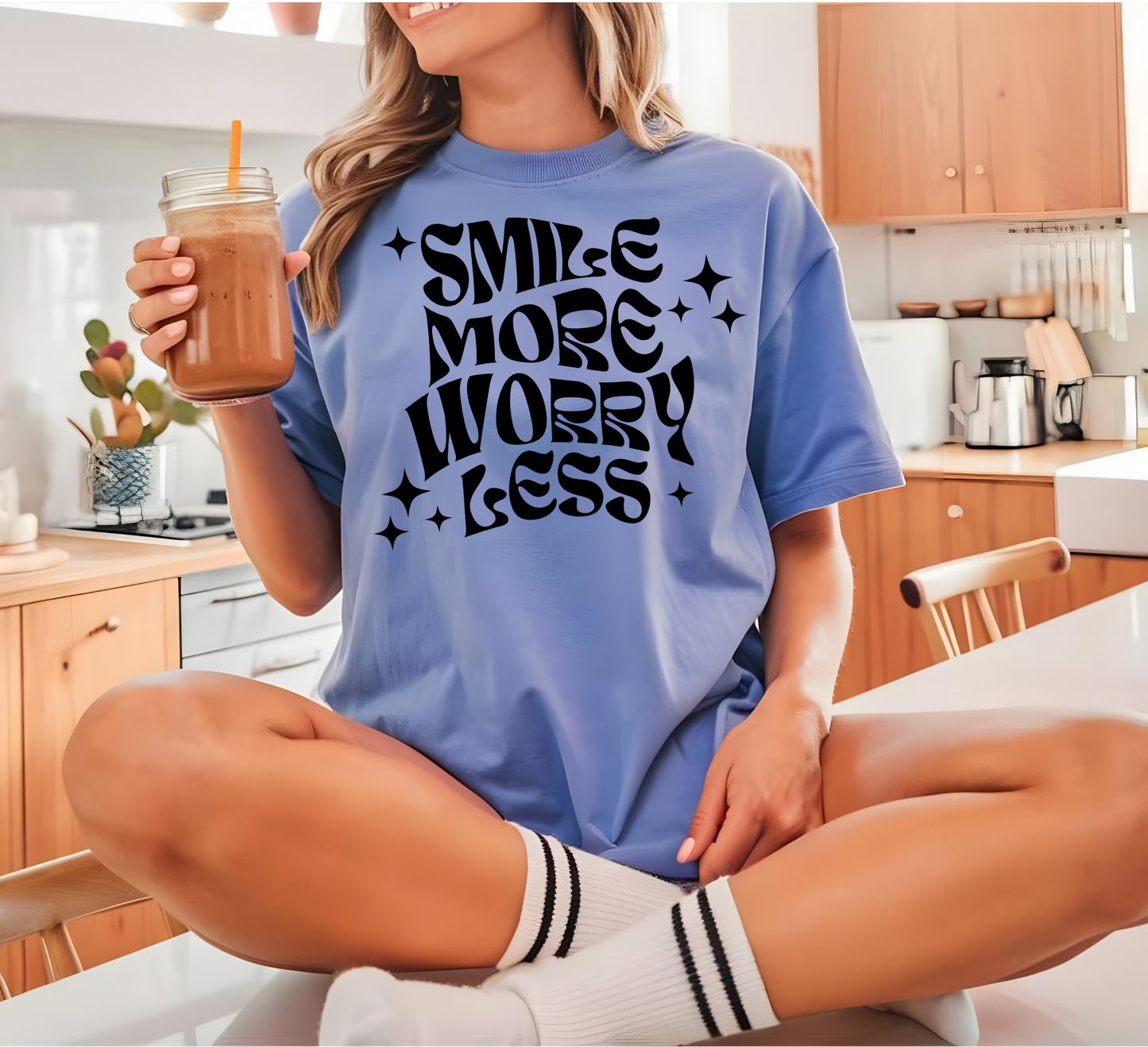 Smile More Single Color Screen Print - Black Ink