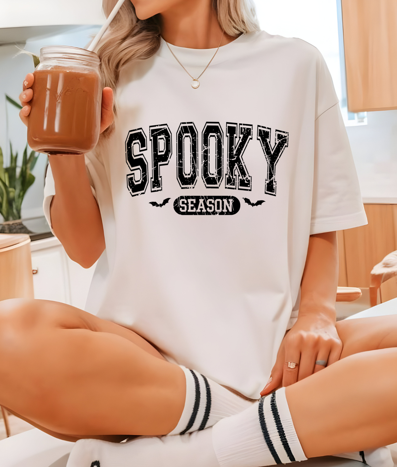Spooky Season Varsity Black DTF Transfer