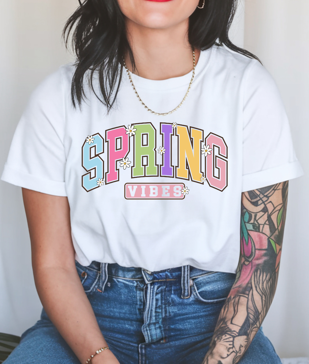 Spring Vibes Varsity DTF Transfer
