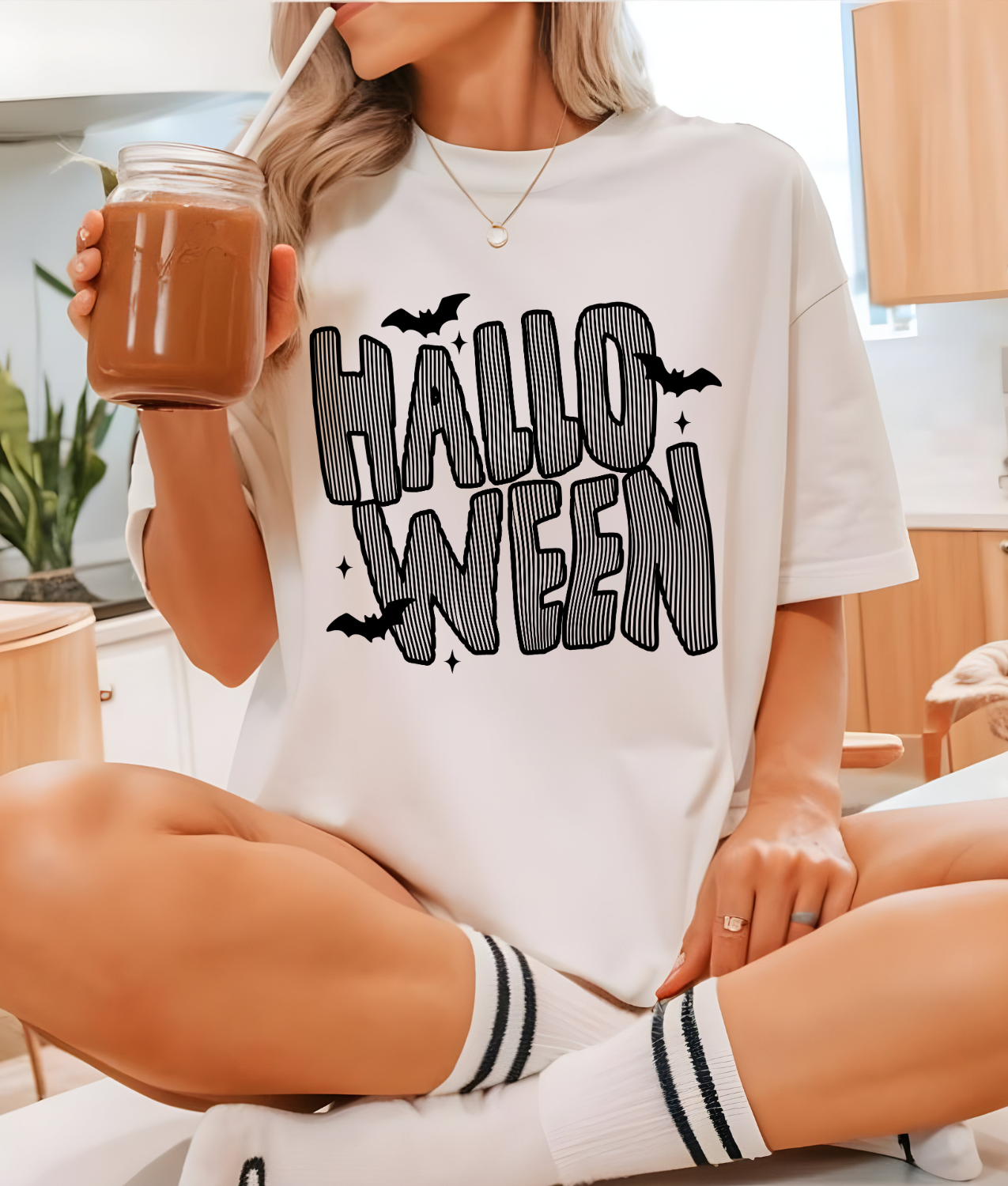 Striped Halloween Black DTF Transfer