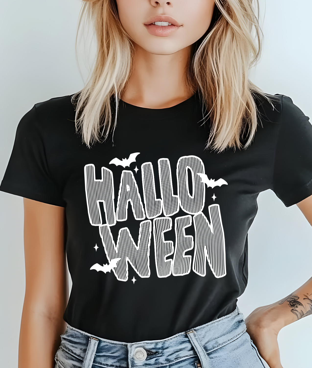 Striped Halloween White DTF Transfer