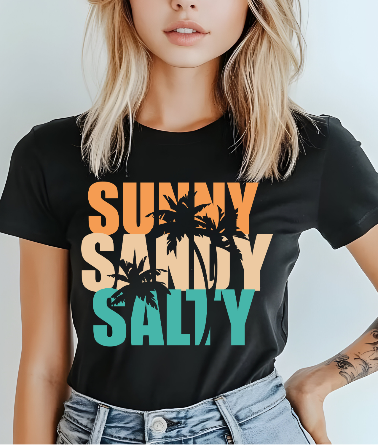 Sunny Sandy Salty - Orange DTF Transfer