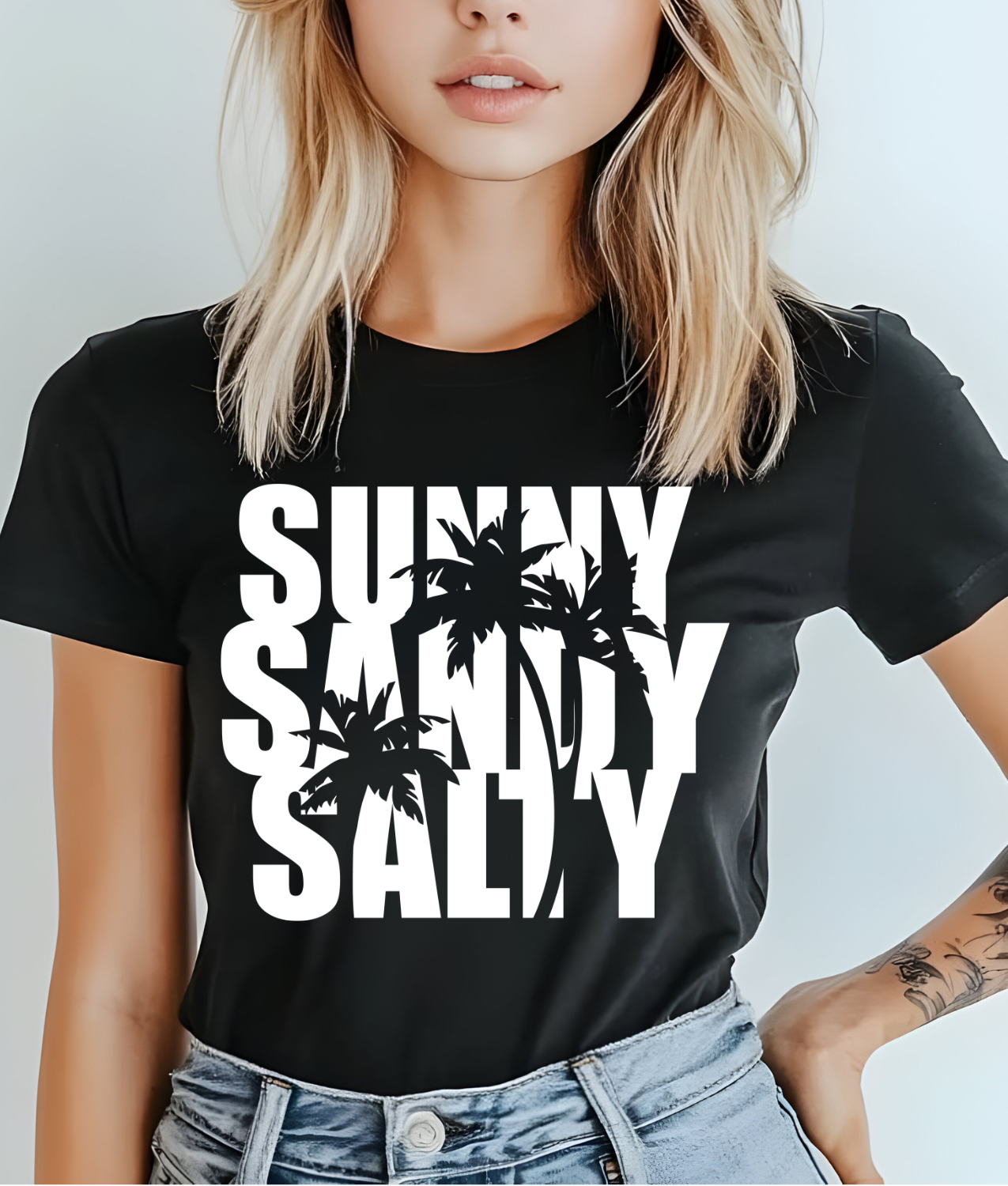 Sunny Sandy Salty - White DTF Transfer