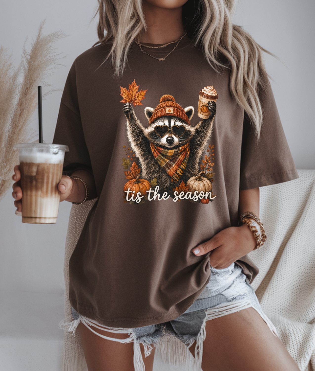 Tis the Season Fall Raccoon DTF Transfer