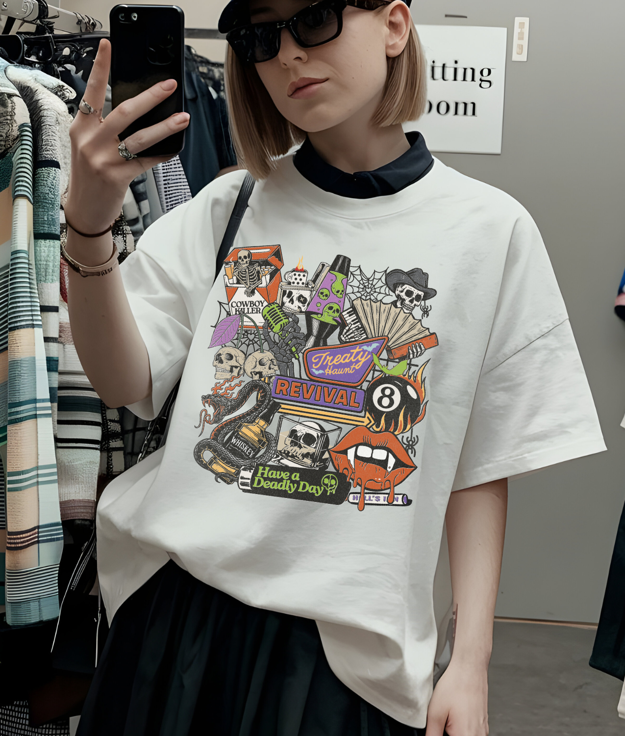 Treaty Haunt Revival Halloween Collage DTF Transfer