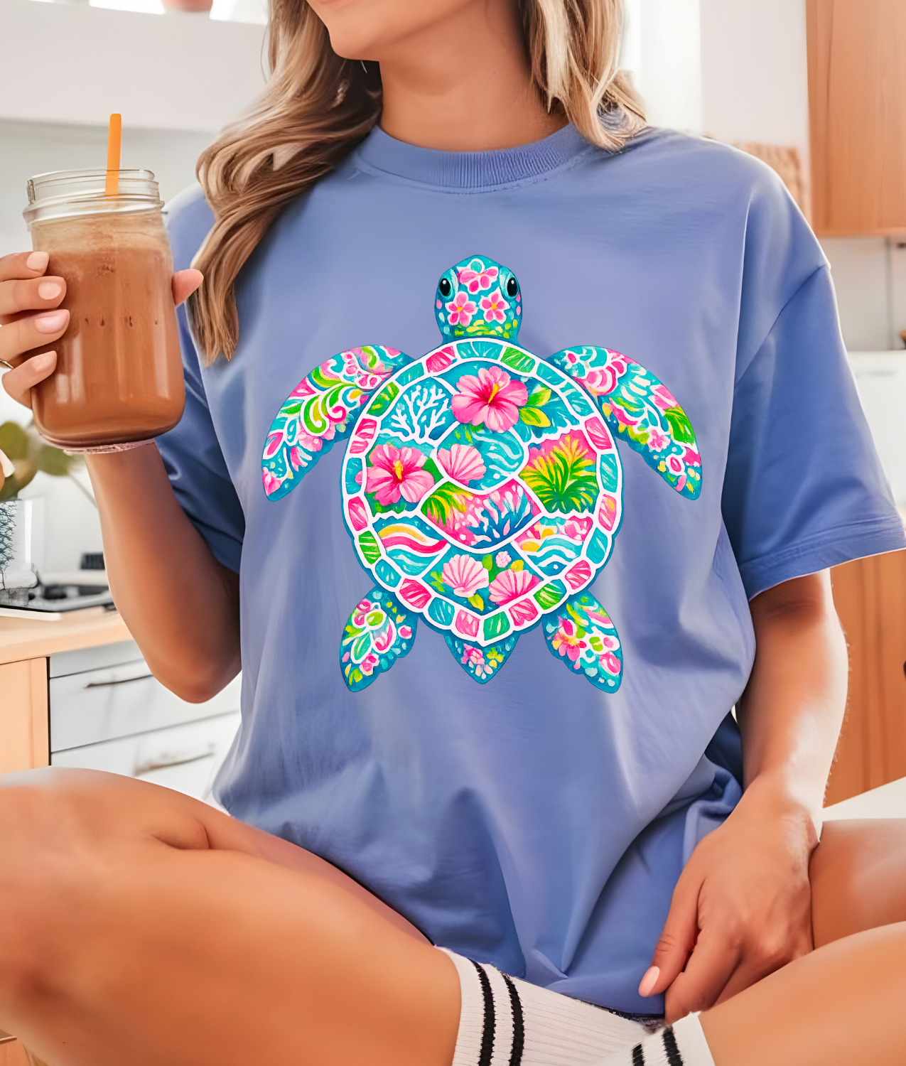 Tropical Sea Turtle DTF Transfer