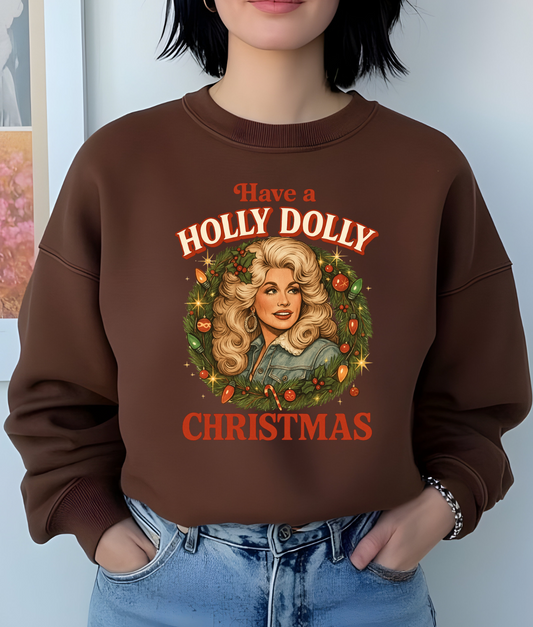 Vintage Holly Dolly Christmas DTF Transfer