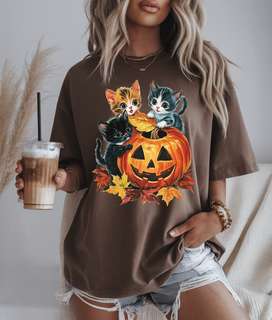 Vintage Jack-O-Lantern Kitties DTF Transfer
